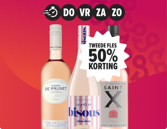 Rose weekenddeal tweede fles 50% korting